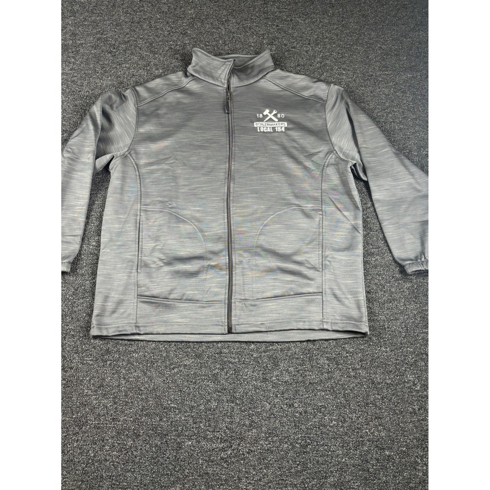 Akwa Classic Mens XL Grey Full Zip Fleece Jacket Boilermakers Local 154 USA Made